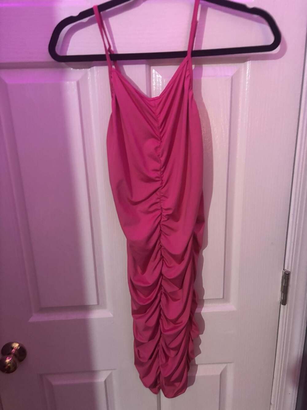 Teen Ruched Bodycon Mini Dress Size 14Y Hot Pink